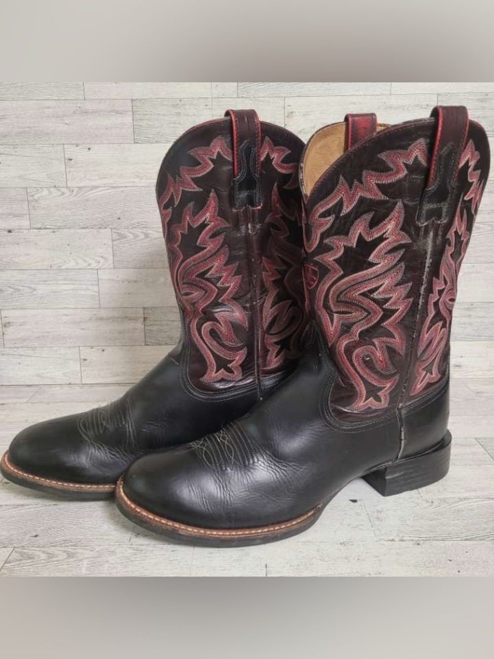 Men's Ariat Heritage Black Leather Western Rodeo Cowboy Boots Size 12 D
